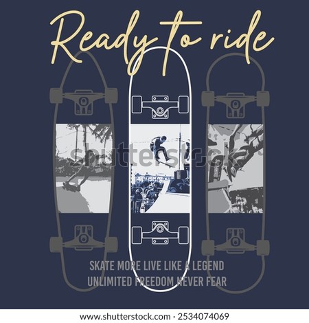 Ride with pride skateboard vintage illustration t shirt design