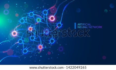 Artificial neural networks, ANN, connectionist systems. Abstract simple graphics scheme of neural machine mind with AI. Artificial intelligence, cybernetic net in computer learning. Science concept.