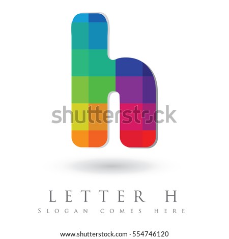 Letter H Logo Design Concept in Rainbow Mosaic Pattern Fill 