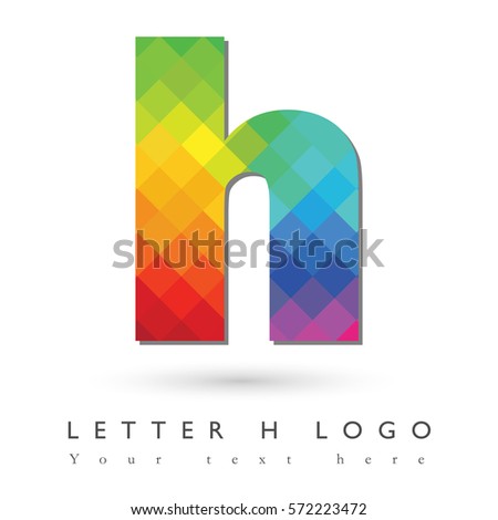 Letter H Logo Design Concept in Rainbow Mosaic Pattern Fill and White Background