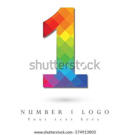 Number 0 Logo Design Concept in Rainbow Mosaic Pattern Fill and White Background