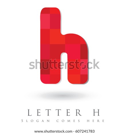 Letter H Logo Design Concept in Red Mosaic Pattern Fill