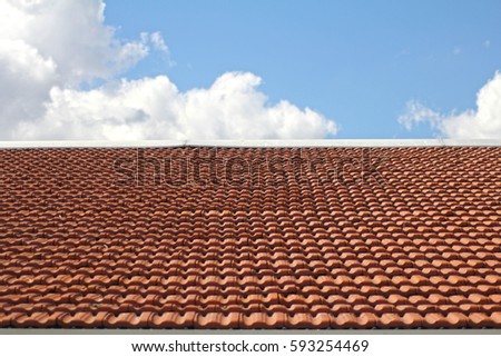 brick roof with a sunny sky Stok fotoğraf © 
