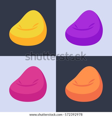 Vector illustration of bean bag chair with 4 color options
