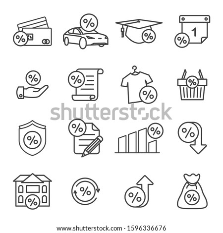 Loan vector lines icon set. Contains such Icons as credit, discount, debt and more. Editable Stroke