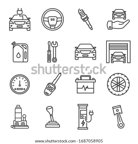 Set car service line icons. Set vector illustration. Editable stroke.