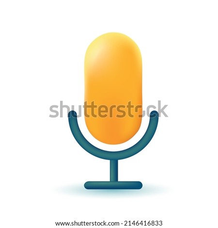 Simple 3d vector icon illustration, microphone used for web, on white background