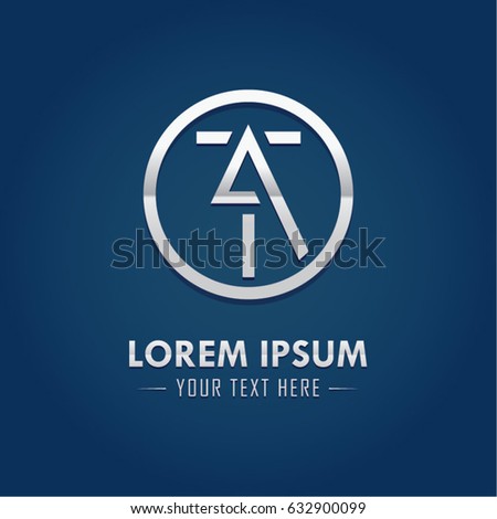 Abstract Logo Design Combinations Letter of  A and T