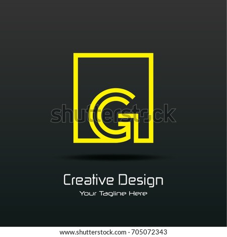 Initial G Square Framed Letter Logo Design Vector with Black and Yellow Colors