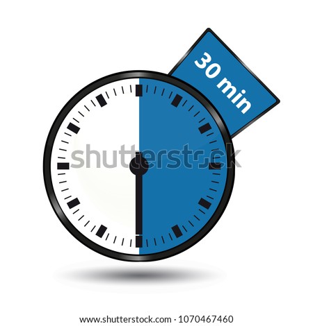 Timer 30 Minutes - Vector Illustration - Isolated On White Background