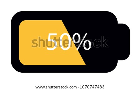 Battery Status Half 50% - Editable Vector Icon - Isolated On White Background