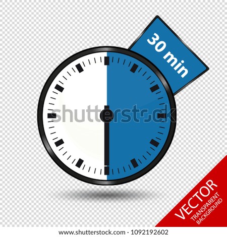 Timer 30 Minutes - Vector Illustration - Isolated On Transparent Background