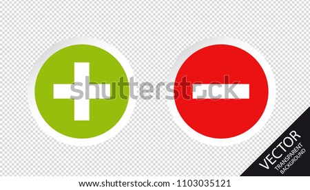 Plus And Minus Set - Vector Illustration - Isolated On Transparent Background