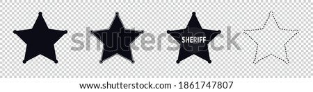 Sheriff Star Symbols - Different Vector Illustrations - Isolated On Transparent Background