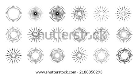 Sunburst Or Starburst Element Set - Different Vector Illustrations Isolated On White Background