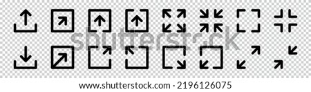 Full Screen, Big Small Size, Expand, Reduce, Minimize, Maximize, Frame Icon Set - Vector Illustrations Isolated On Transparent Background