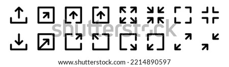 Full Screen, Big Small Size, Expand, Reduce, Minimize, Maximize, Frame Icon Set - Vector Illustrations Isolated On White Background