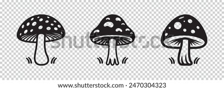 Mushroom Icon Set - Vector Illustrations Isolated On Transparent Background