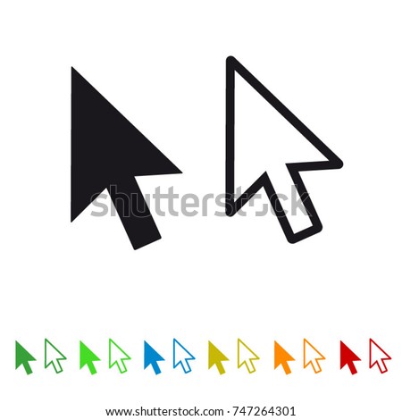 Computer mouse click pointer arrow flat icon for apps and websites