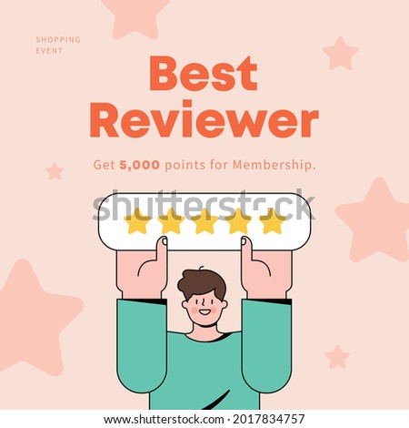 Get a five-star rating. review event. shopping event. Vector illustration.