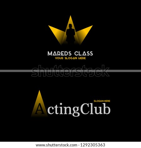 Gold triangle men combination mark modern logo design vector suitable for acting club entertainment show  performance