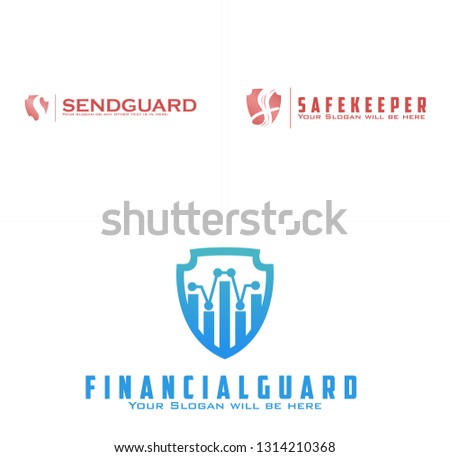 Blue red line art ribbon initial S chart tech combination mark logo design concept suitable for financial guard business digital