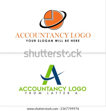 Orange green blue line art logo design 
combination mark letter A and circle graph suitable for accounting advisory tax financial