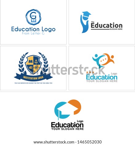 Education logo with people book anchor and graduation cap vector suitable for symbol institution school teacher private