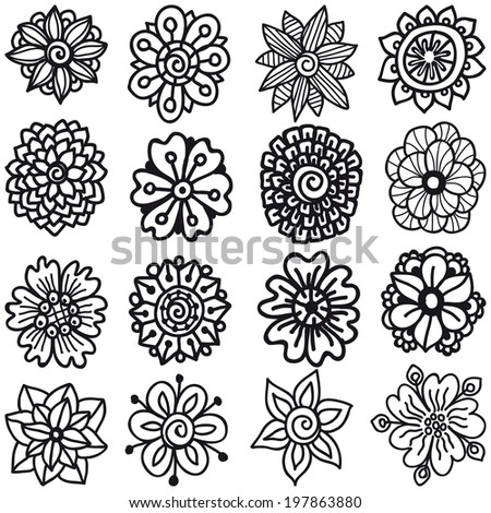 Set Of Sketch Flowers For Your Design. Vector Collection Of Hand Drawn ...