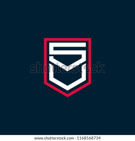 SV shield shape Letter logo design template