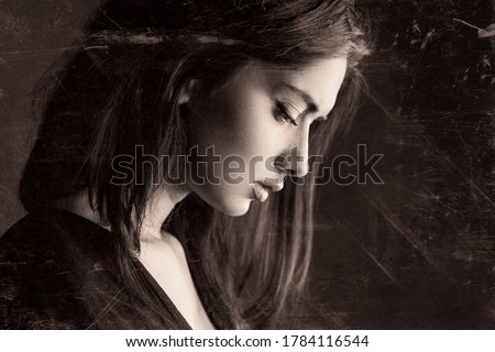 Similar – Image, Stock Photo Serious attractive female teenager in studio