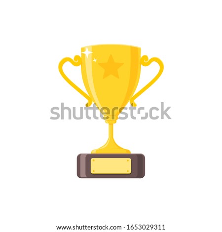 Vector illustration of winner's trophy icon. The golden trophy vector is a symbol of victory in a sports event.
