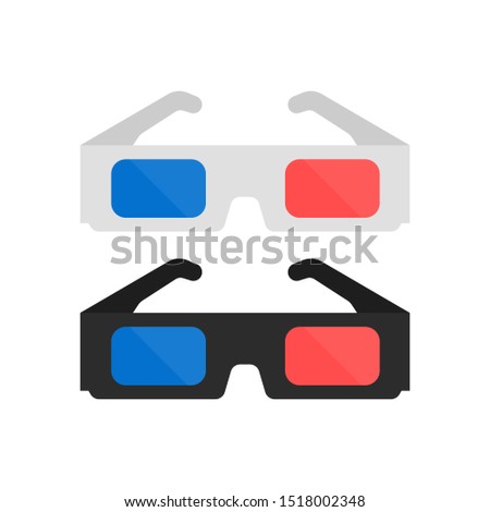 3D glasses vector illustration of flat. A pair of 3D glasses. Isolaited on white background.
