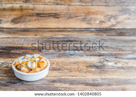 Similar – Image, Stock Photo Patatas bravas with ajoaceite, Spanish tapa