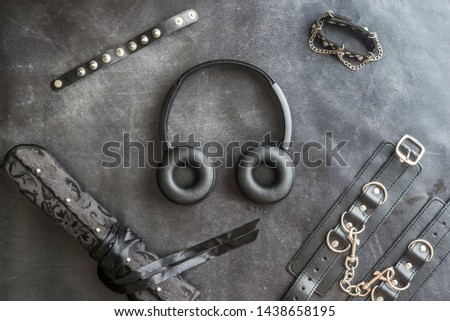Image, Stock Photo Heavy metal music wih headphones