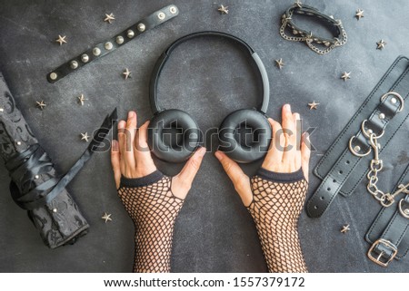 Similar – Image, Stock Photo Heavy metal music wih headphones