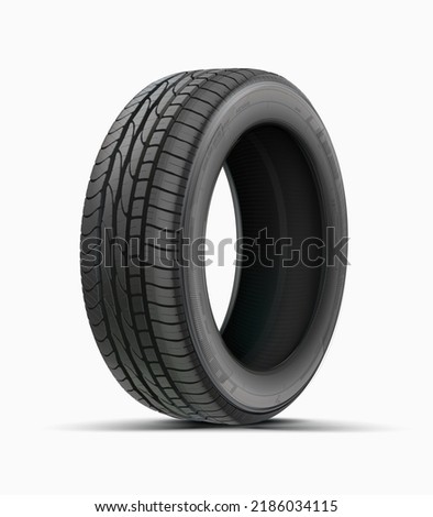 Realistic detailed tire design. Tire car vector isolated on white background. 3D icon. Car summer wheel. Black rubber tire. Aluminum wheel illustration. High quality.