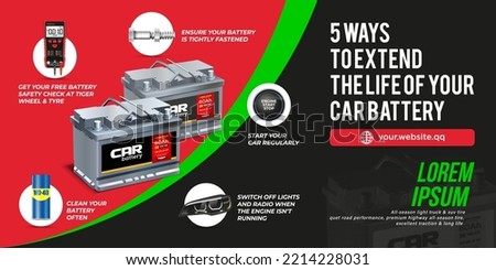 5 Ways To Extend The Life Of Your Car Battery. WD-40. Digital Multimeter. Headlamp. Bolt With Thread And Nut. Engine Start Stop. Advertising Poster. Web Design. Safe Energy. Flyer. Brochure. Design.