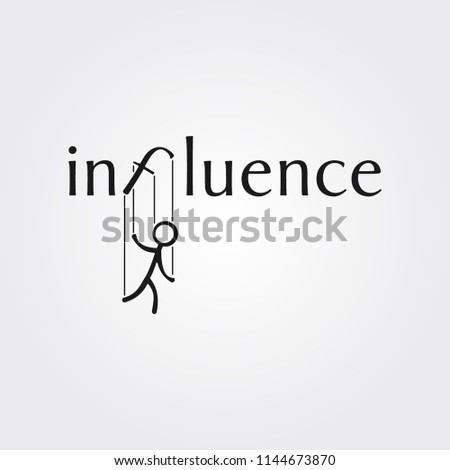 Logo of influence in lettering style with marionette