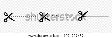 Set of black scissors vectors with cut lines Stockfoto © 