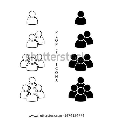 People icons. People icons in modern simple flat and lines design. People black vector icon, isolated on white background. Vector illustration.