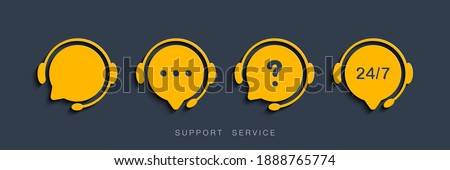 Customer Support Service. Chat vector icons. Call center symbols. Headset symbols. Hotline concept. Vector illustration
