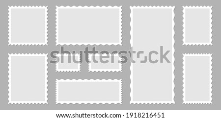 Postage Stamps. Light Blank Postage Stamps on gray background. Vector illustration 商業照片 © 