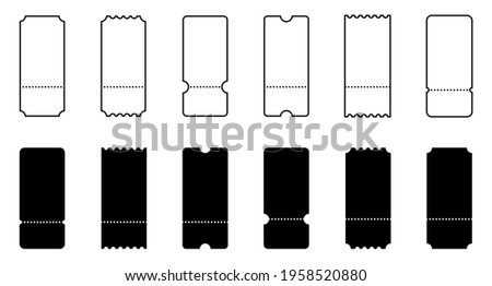 Ticket. Coupon. Tickets or Coupons vector icons. Ticket or Coupon, isolated in linear simple flat design. Vector illustration
