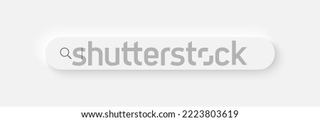Search bar. Neumorphism design. 3d rendering. Web Search button concept. Search window with shadow. Vector illustration