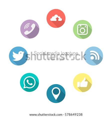 Social networking. Set Icons. Vector illustration. Flat style