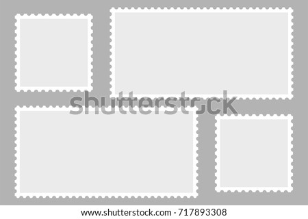 Blank Postage Stamps. Light Postage Stamps on gray background. EPS10 Foto d'archivio © 