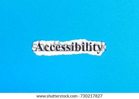 Accessibilit text on paper. Word Accessibilit on torn paper. Concept Image. Foto d'archivio © 
