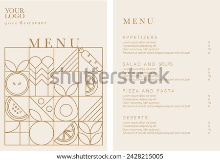 Healthy Food restaurant menu. Vegetarian menu design with vegan meals. Flyer template. Fast Food, Healthy Food, Flyer Design, Simple, Minimalist.