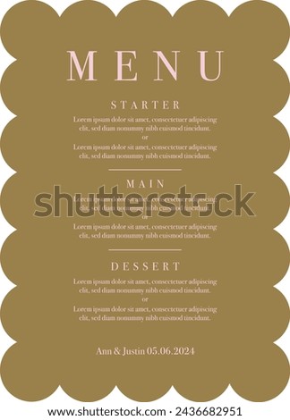 Menu card. Luxury dinner menu. Menu price list for restaurant, cafe, coffee shop vector template, wedding or other holiday. 